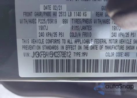 2021 Mazda Cx-5 Grand Touring Reserve from USA, damaged, VIN JM3KFBAY5M0378612